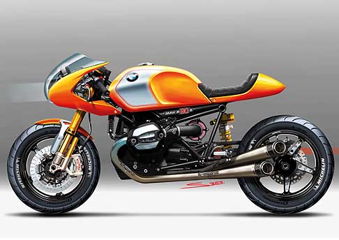 BMW - BMW Concept Ninety si intravede unimpronta del passato arriva della carenatura, dal serbatoio, dal sellino e dalla coda che indicano subito il legame di famiglia con la BMW R 90 S