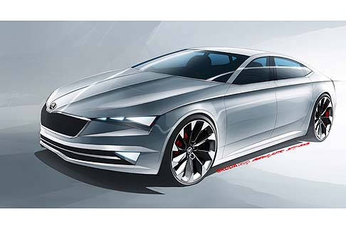 Skoda - La coup cinque porte VisionC, elegante e dinamica, anticipa il futuro orientamento estetico di Skoda. 