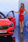 Beautiful model Opel Astra al Francoforte Motor Show 2015