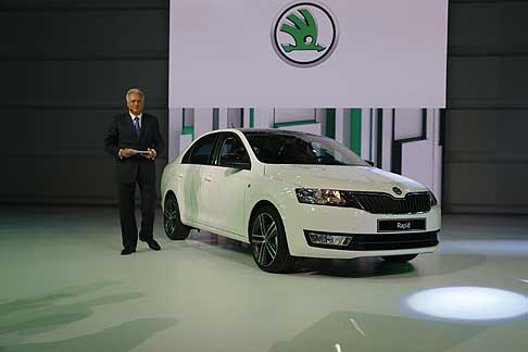 Skoda - Nello stand parigino affiancheranno la Rapid, anche ulteriori modelli della gamma, come la Citigo in versione tre e cinque porte, la Fabia Monte Carlo, la Yeti, la Octavia Wagon RS, la Superb Wagon L&K e la Roomster.