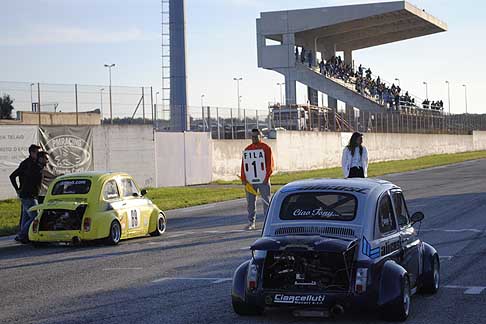 Minicar e Trofeo Lupo - Minicar prima fila con le Fiat 500 di Pezolla in pole positione e Cuomo secondo alla 3^ prova Trofeo Autodromo del Levante 2014